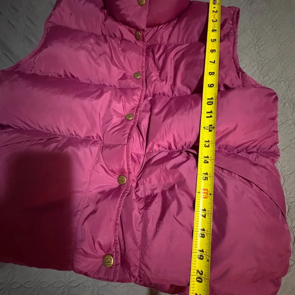 L.L.Bean VTG Y2K goose down puffer vest Raspberry Color Snap Button Sz M